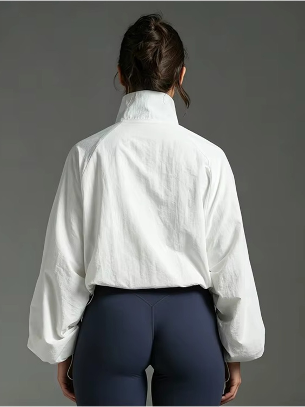 Women's White Lightweight Stand-Collar Jacket